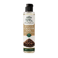 A 100ml bottle of Herby Factor Castor Oil, Ricinus Communis, Roghan e Arandi 100% pure and natural, featuring a black flip-top cap, clear bottle showing the oil inside, and a label with brown and white sections and a castor seed illustration and white background in pakistan.