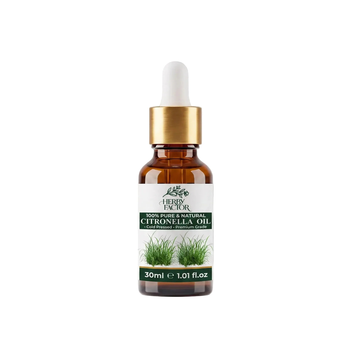 30ml dropper bottle of pure premium steam-distilled Citronella Essential Oil Cymbopogon Nardus Roghan e Taranjeel by Herby Factor Pakistan