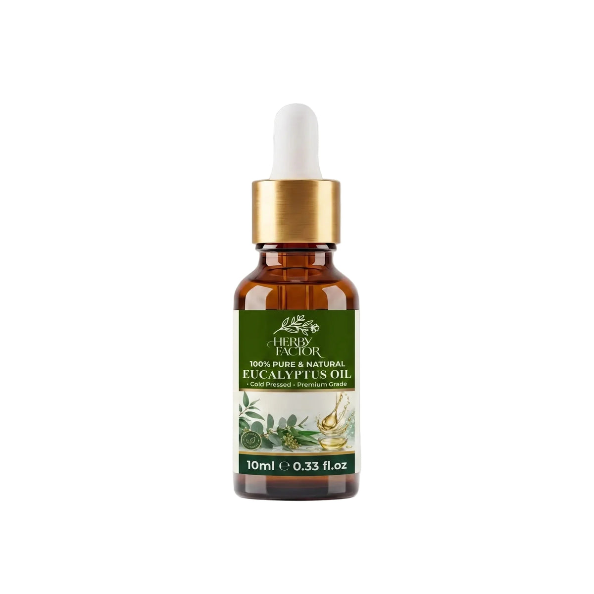 10ml dropper bottle of pure premium steam-distilled Eucalyptus Essential Oil Eucalyptus Globulus Roghan e Sufeda by Herby Factor Pakistan