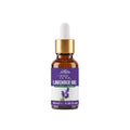 A 30ml amber glass dropper bottle of Lavender Oil Lavandula Angustifolia-Roghan-e-Ustukhuddus by Herby Factor, featuring a purple and white label with a gold collar and white dropper cap, set against a neutral white background.