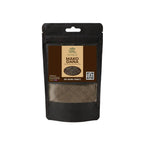 Black stand-up window pouch package displaying pure raw Mako Dana Solanum nigrum Black Nightshade Powder by Herby Factor Pakistan