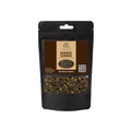 Black stand-up window pouch package displaying pure raw Mako Dana Solanum nigrum Black Nightshade Seeds by Herby Factor Pakistan