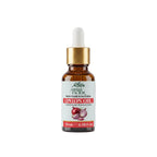 A 10ml amber glass dropper bottle of Herby Factor Onion Oil, Allium Cepa Roghan e Piyaz featuring a white label with red accents and a gold collar, set against white background.