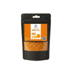 Black stand-up window pouch package displaying pure raw Dried Orange Peel Citrus sinensis Santre Ka Chilka powder by Herby Factor Pakistan