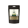 Black stand-up pouch with gold and white label displaying pure Lemongrass leaves and powder by Herby Factor Pakistan